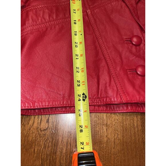 Vintage 80’s Red Leather Women’s Jacket Cropped Small - Picture 4 of 6